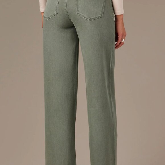 Wit and Wisdom - Sam Absolution High-Waisted Wide Leg Jeans in Green - Picture 2 of 4